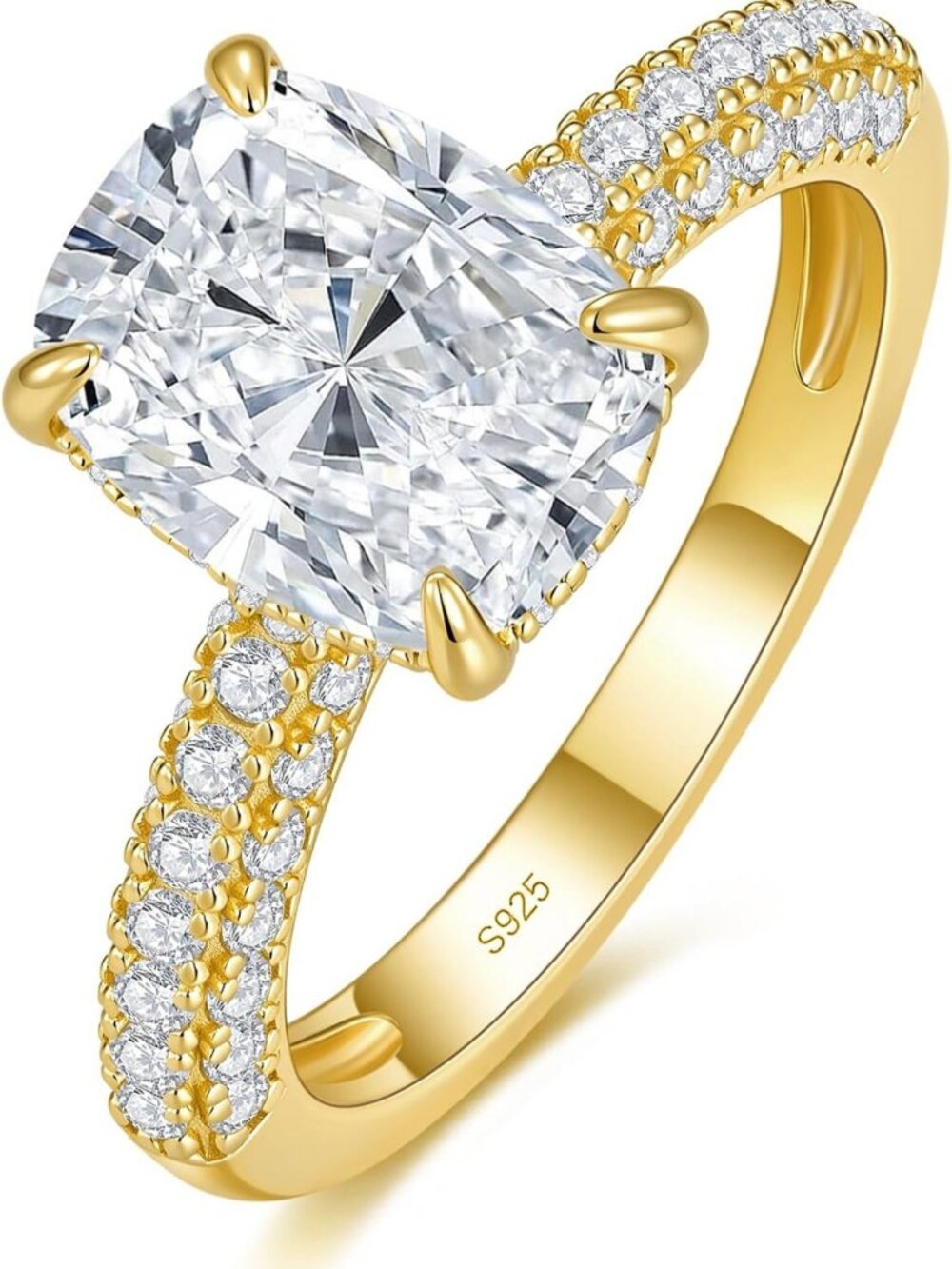 Stunning 4CT Elongated Cushion Cut Moissanite Engagement Ring for Women, Elegant